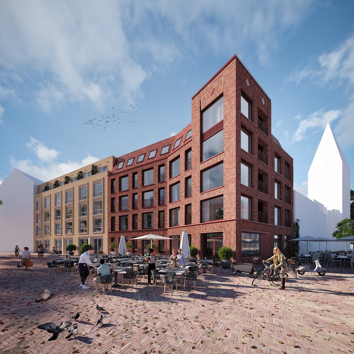 Impressie horecawand Lange Wemen Hengelo (VanWonen)